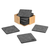Set de 10 portavasos en plastico reciclado, en caja de bambu