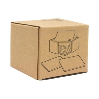 Set de 10 portavasos en plastico reciclado, en caja de bambu