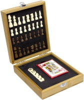 Set de 3 juegos en 1, Ajedrez, Dados y Naipes en caja de 14.2x17x4.6 cmts