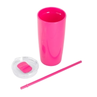 Mug doble pared con Pitillo, de 600 ml, tamaño 18.6 x 6 cmts, en caja