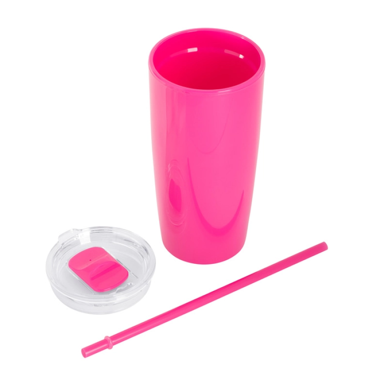 Mug doble pared con Pitillo, de 600 ml, tamaño 18.6 x 6 cmts, en caja