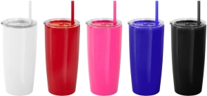 Mug doble pared con Pitillo, de 600 ml, tamaño 18.6 x 6 cmts, en caja