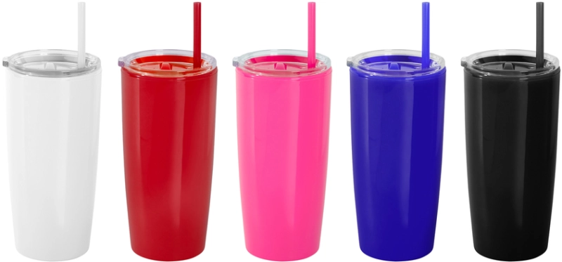 Mug doble pared con Pitillo, de 600 ml, tamaño 18.6 x 6 cmts, en caja