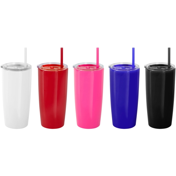 Mug doble pared con Pitillo, de 600 ml, tamaño 18.6 x 6 cmts, en caja