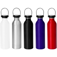 Botella de aluminio de 640 ml, acabado brillante, tapa rosca, 23 x 6.5 cmts
