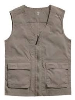 Chaleco Indiana, en drill, sin mangas, forro interno, 2 bolsillos frontales