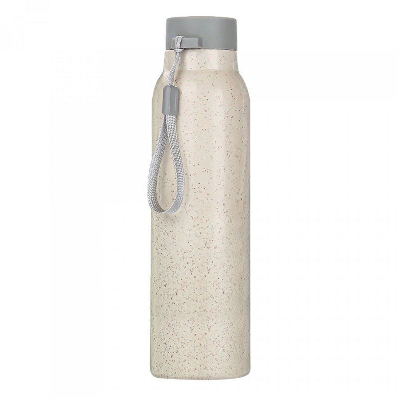 Botella Freckles, de vidrio, con cobertura de trigo, cordon, 350 ml, 20 x 6.2 cmts