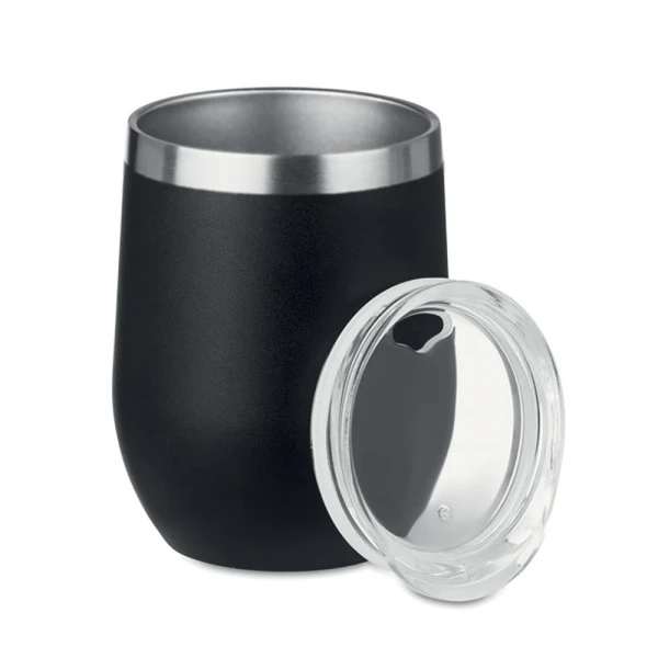 Mug Dominica 350 ml, doble pared acero inox, tapa cierre presion, 12 x 6.8 cm