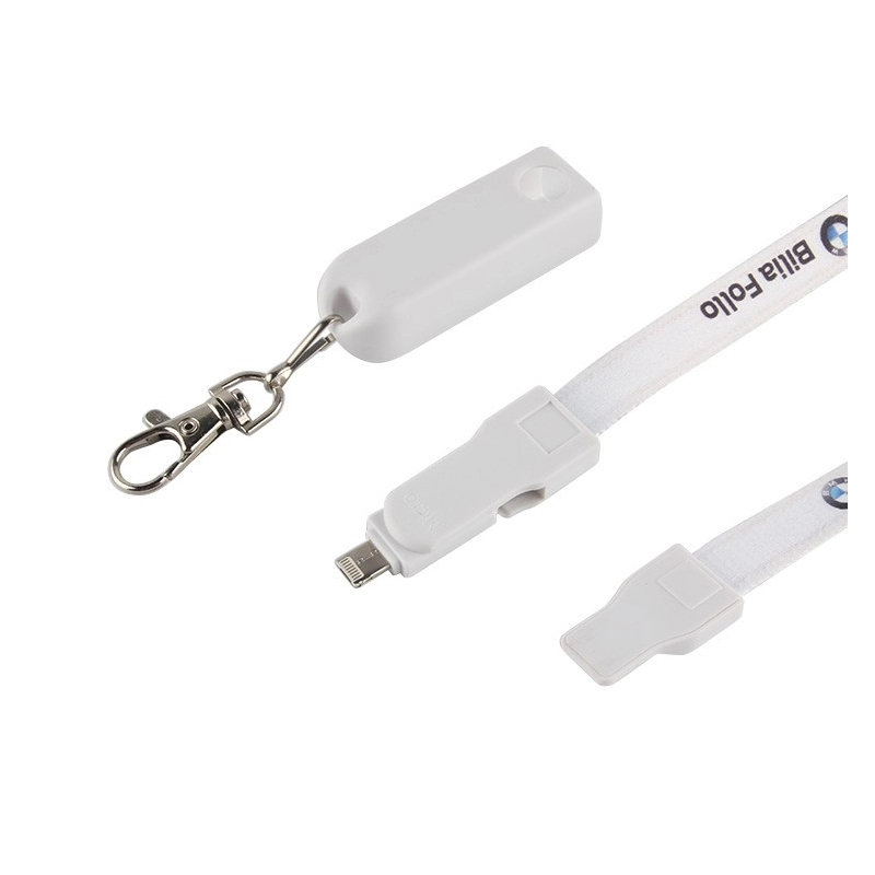 Cinta Lanyard con Conectores 3 en 1 y llavero, de 90 x 1.25 cmts