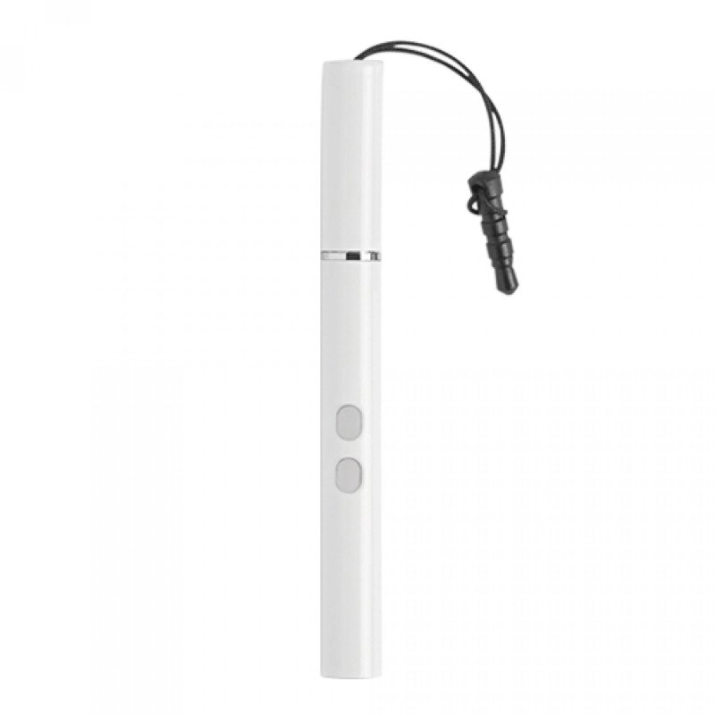 Llavero Stylus 3 en 1 metalico, con luz LED, laser, stylus y plug para celular, de 8 cm