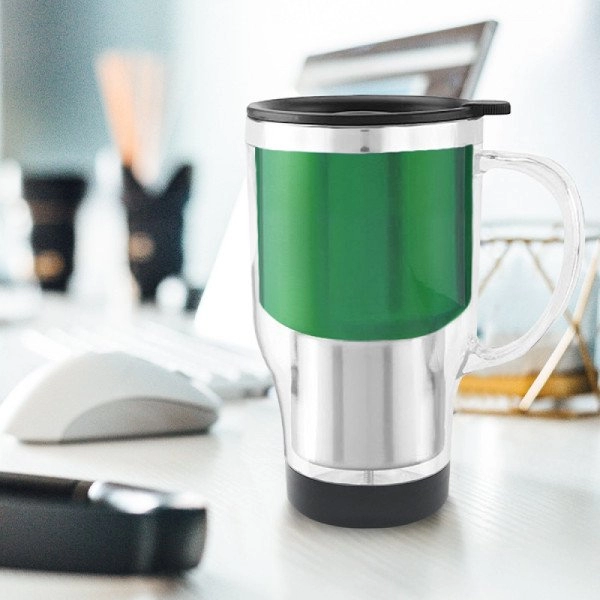 Mug Lucca, 16 oz, exterior acrilico, vaso interior en acero inoxidable, 15.8 x 8.7 cmts