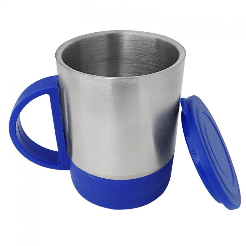 Mug Tap en acero inoxidable 8 onzas, con oreja y tapa removible, 9 x 6.9 cmts