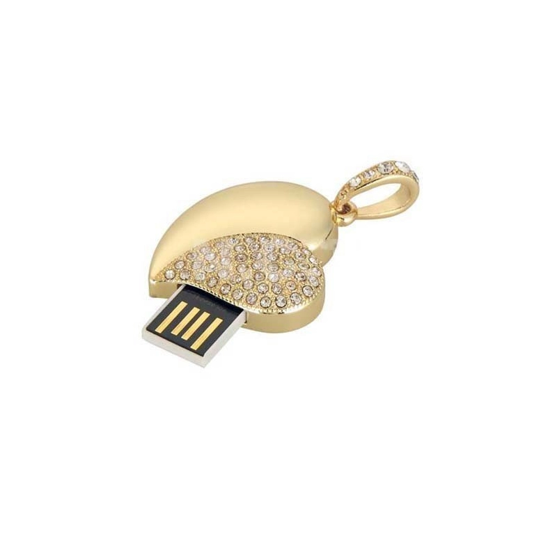 Memoria USB metalica en forma de Corazon con chispitas