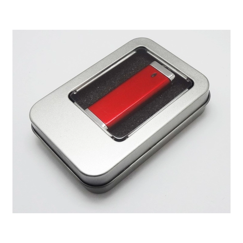 Caja Rectangular Mediana de Aluminio con Ventana para empaque de USB