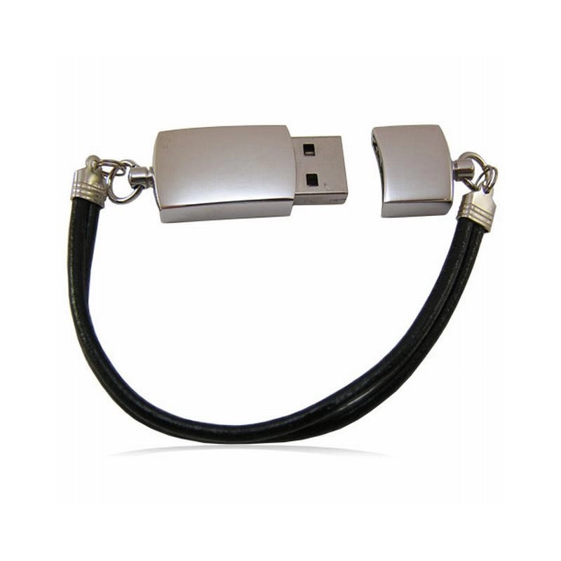 Memoria USB Brazalete en Metal y Cuero