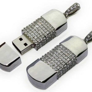 Memoria USB en metal con chispitas de cristal