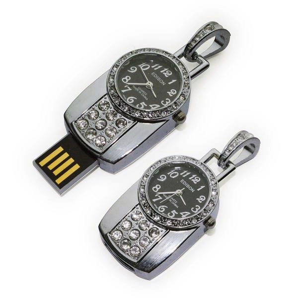 Memoria USB Metalica con Reloj y chispitas