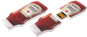 Memoria USB en PVC 2D diseño Botella Salsa de Tomate con Domo
