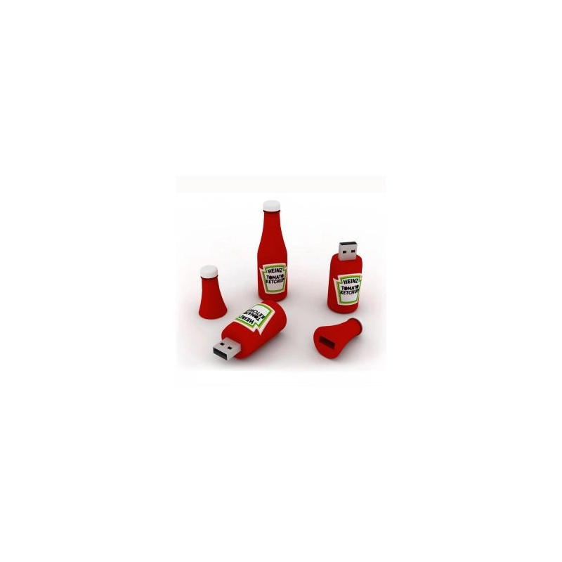Memoria USB en PVC 3D diseño Botella Salsa de Tomate