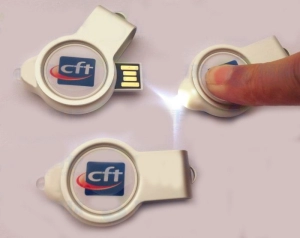 Memoria USB metalica giratoria con Domo y Luz LED