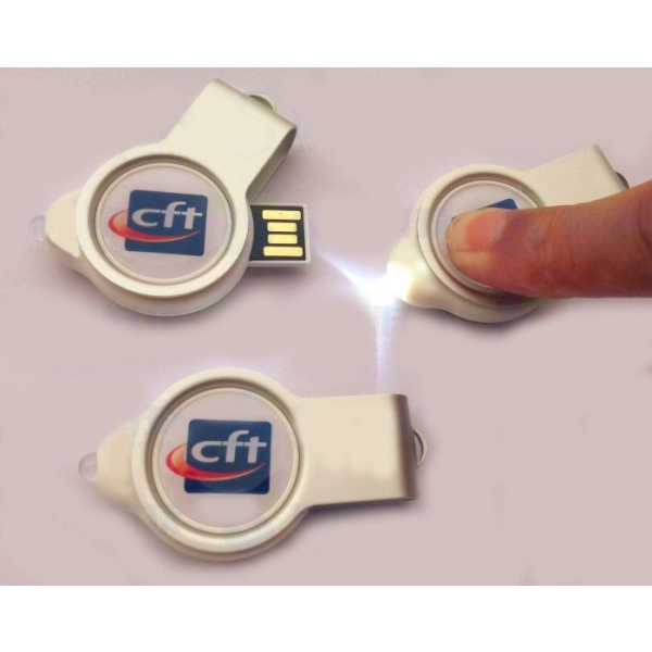 Memoria USB metalica giratoria con Domo y Luz LED