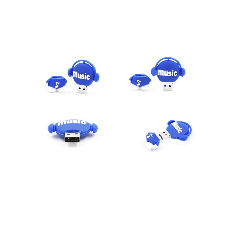 Memoria USB en PVC 3D diseño Muñeco con Audifonos
