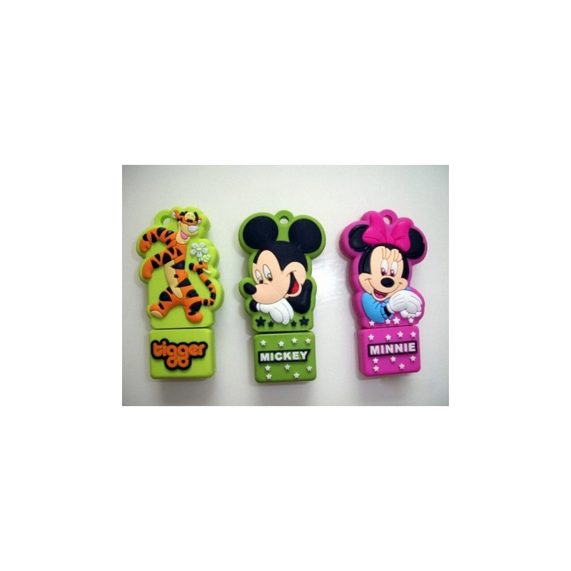 Memoria USB en PVC 2D diseño Mickey, Minnie y Tiger