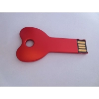 Memoria USB metalica diseño Llave con forma de Corazon