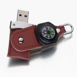 Memoria USB en Cuero con Brujula