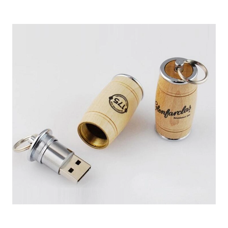 Memoria USB en madera y metal diseño de tambor