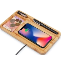 Cargador Inalambrico modelo Bandeja, elaborado en Bambu, 14.4 x 27 x 1.5 cmts