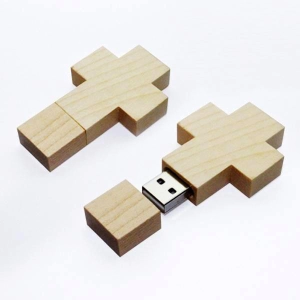 Memoria USB en madera en forma de Cruz
