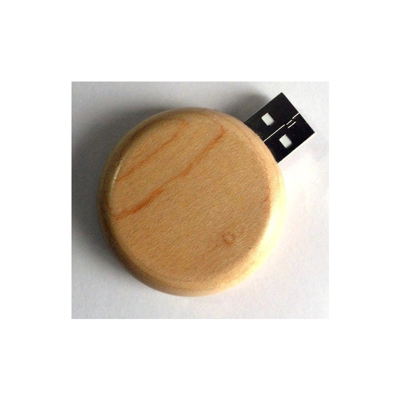 Memoria USB redonda en madera