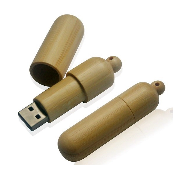 Memoria USB tubular en madera con tapa