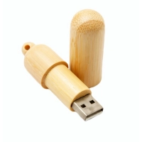 Memoria USB tubular en madera con tapa