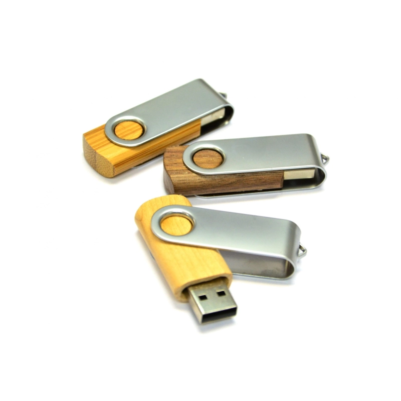 Memoria USB giratoria en madera y metal