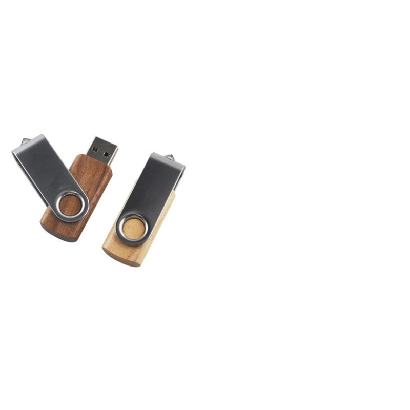 Memoria USB giratoria en madera y metal
