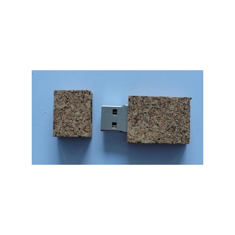 Memoria USB rectangular en corcho