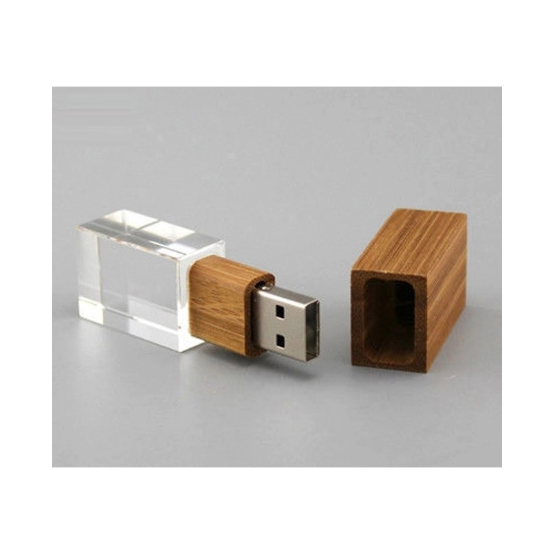 Memoria USB en madera con cristal