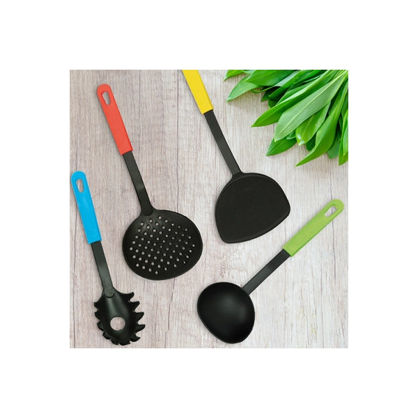 Set Spoon, 4 cucharones de cocina 30 cmts con mango de color