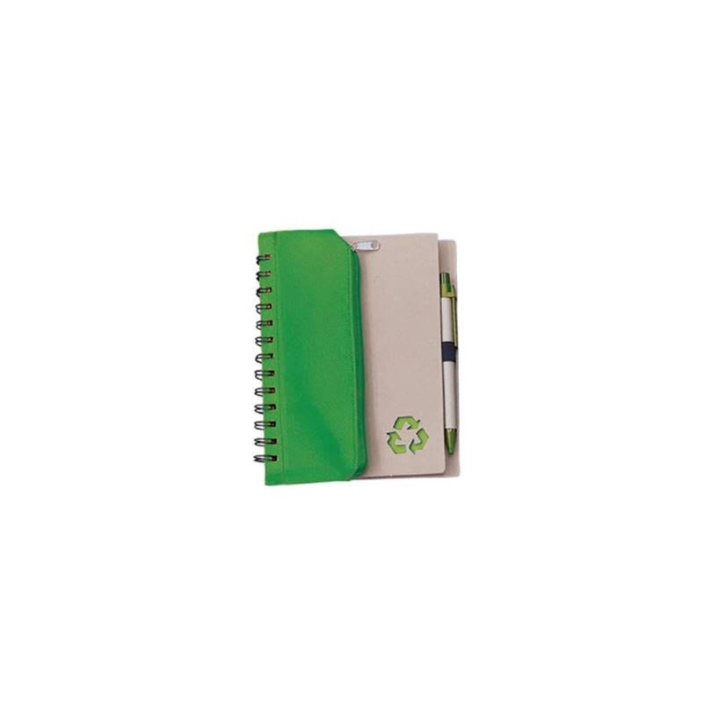 Cuaderno Ecológico con Cartuchera y boligrafo, 14.5 x 18 cmts