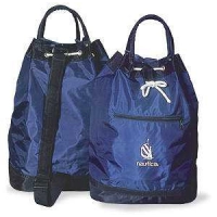 Tula Palmetto, bicolor, en lona, bolsillo al frente, con reata de colgar, 46 x 34 cmts