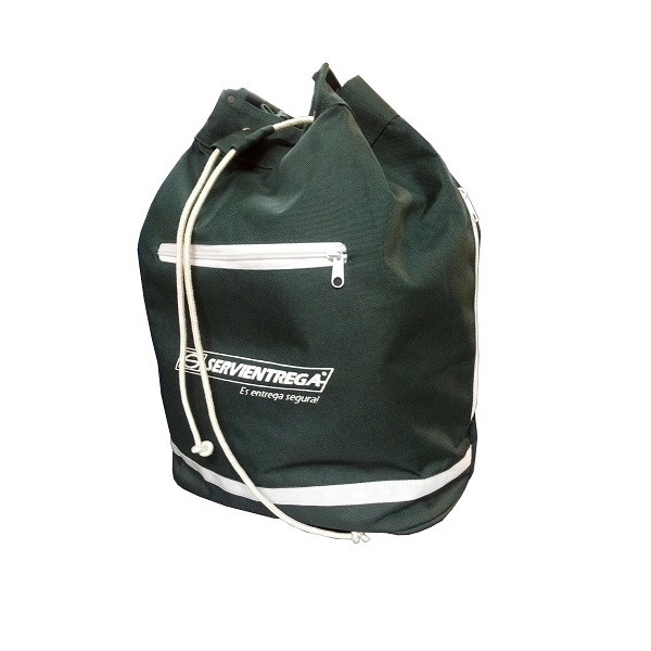 Tula Apalaches, en lona, bolsillo frontal zipper, reata de colgar, 34 x 44 x 21.5 cmts