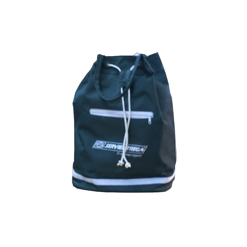 Tula Apalaches, en lona, bolsillo frontal  zipper, reata de colgar, 34 x 44 x 21.5 cmts
