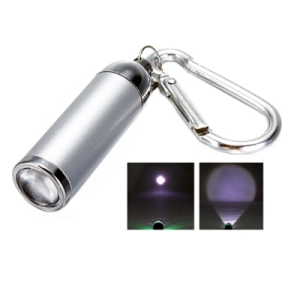 Linterna Zoom, con mosquetón y luz LED, 6.5 x 1.5 cmts