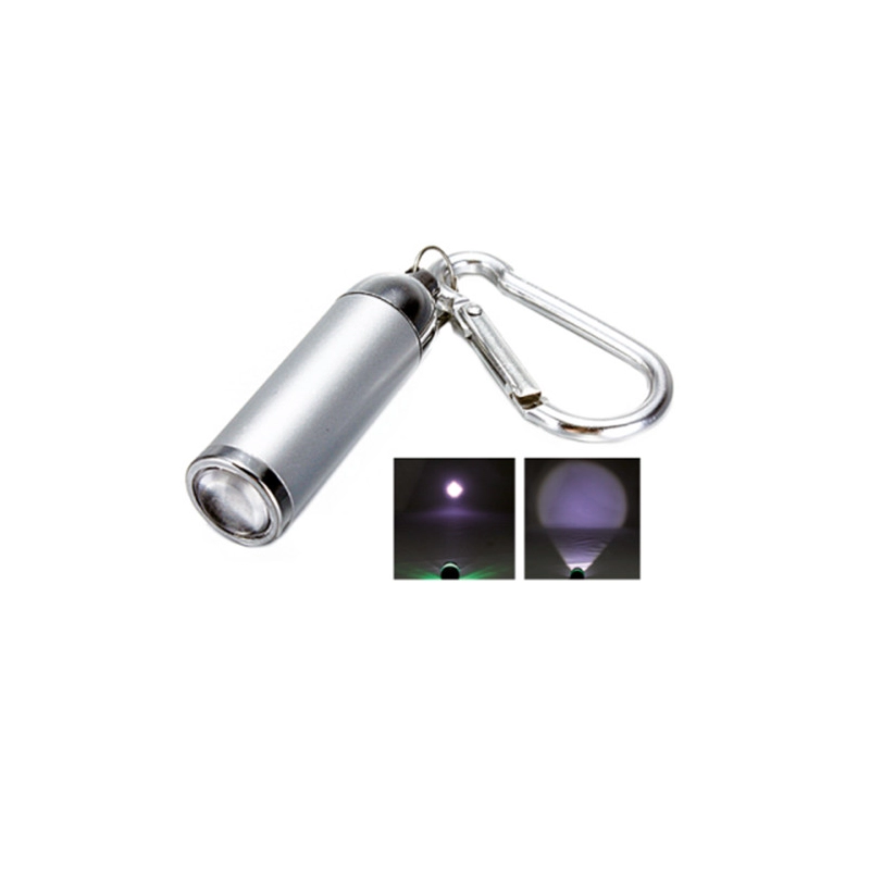 Linterna Zoom, con mosquetón y luz LED, 6.5 x 1.5 cmts