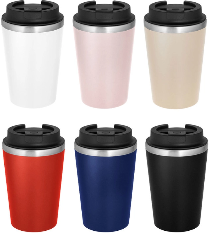 Mug de 350 ml doble pared, en polipropileno y acero, de 8.9 x 15 cmts