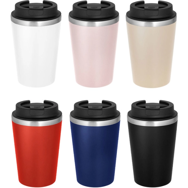 Mug de 350 ml doble pared, en polipropileno y acero, de 8.9 x 15 cmts